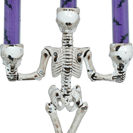 Halloween-lysestage i form af et skelet med lys, 35 cm