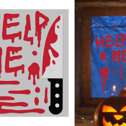 Halloween-vinduesdekoration »Help Me« 50 cm