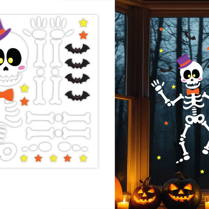 Halloween-vinduesdekoration: Skelet, 50 cm