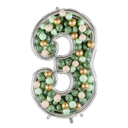 3 Jaar Ballon Frame Zilver 1,26m van Partydeco koop je bij Partywinkel