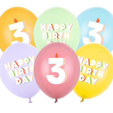 3 Jaar Ballonnen 30cm 50st van Partydeco koop je bij Partywinkel