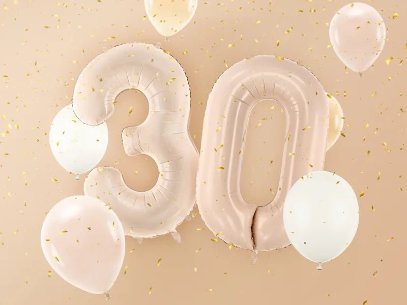 3 Jaar Cijfer Ballon Beige Glans Leeg 72cm van Partydeco koop je bij Partywinkel