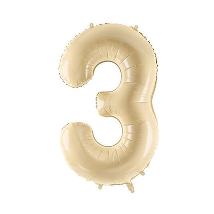 3 Jaar Cijfer Ballon Beige Leeg 72cm van Partydeco koop je bij Partywinkel