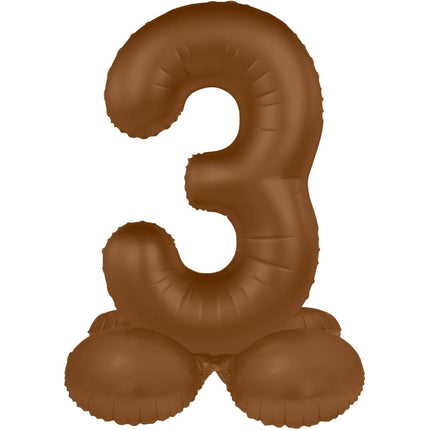 3 Jaar Cijfer Ballon Bruin Mat 72cm van Folat koop je bij Partywinkel
