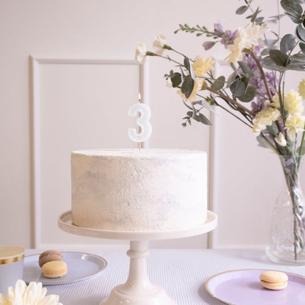 3 Jaar Kaars Lichtgroen 10cm van Partydeco koop je bij Partywinkel