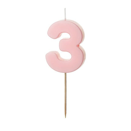 3 Jaar Kaars Lichtroze 5,5cm van Partydeco koop je bij Partywinkel