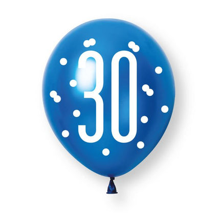 30 Jaar Ballonnen 30cm 6st van Unique koop je bij Partywinkel