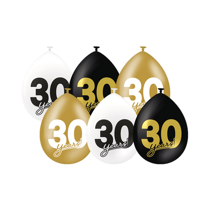 30 Jaar Ballonnen 30cm 6st van Paper Dreams koop je bij Partywinkel