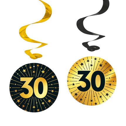 30 Jaar Hangdecoratie Goud Zwart 95cm 4st van WeFiesta koop je bij Partywinkel