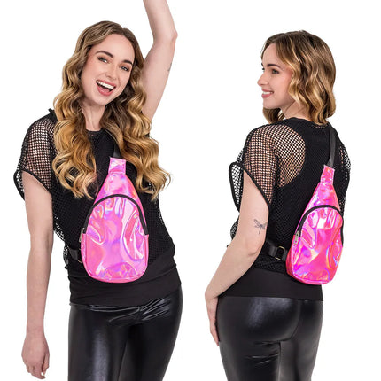 Holo-crossbody-taske i lyserød (30 x 19 x 4 cm)
