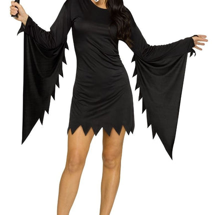 Halloween-kostume, sort, til kvinder, spøgelse med ældet ansigt