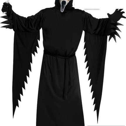 Halloween-kostume: Sort spøgelse med ældet ansigt