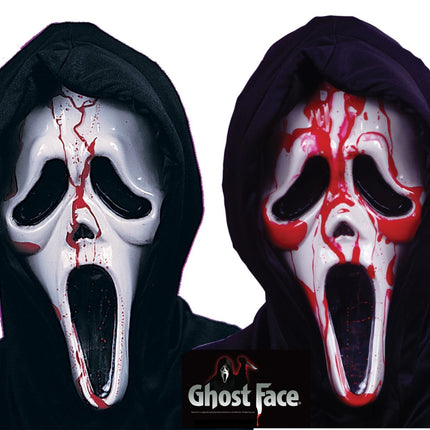 Halloween-maske, hvid og rød med kunstigt blod
