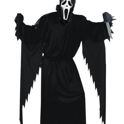 Halloween-kostume, sort, spøgelse til mænd, 3-delt