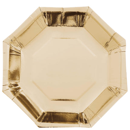 Guldtallerkener papir 23cm 6stk