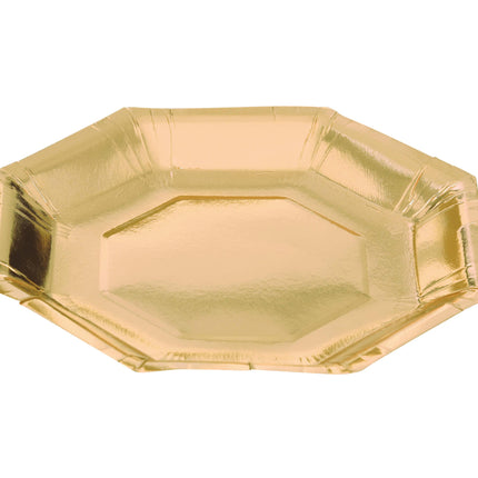 Guldtallerkener papir 23cm 6stk