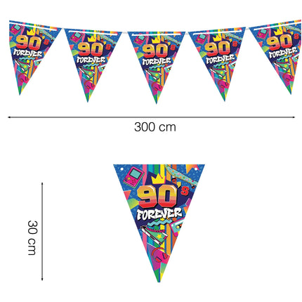 90'er-guirlande i farver 3m