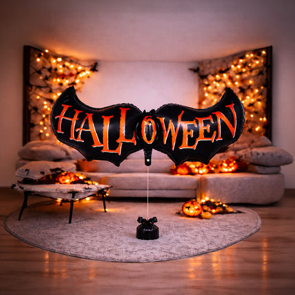 Halloween-folieballon med flagermus, tom, 1 m