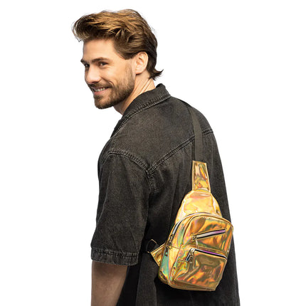 Holo Deluxe-crossbody-taske i guld (27 x 17 x 8 cm)