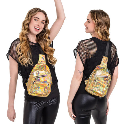Holo Deluxe-crossbody-taske i guld (27 x 17 x 8 cm)
