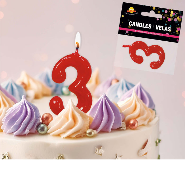 Rødt stearinlys 3 år 5,5 cm