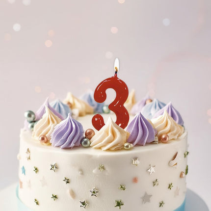 Rødt stearinlys 3 år 5,5 cm