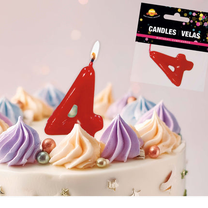 Rødt stearinlys 4 år 5,5 cm