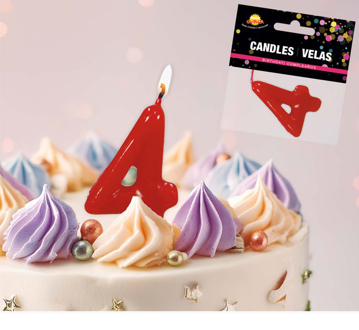 Rødt stearinlys 4 år 5,5 cm