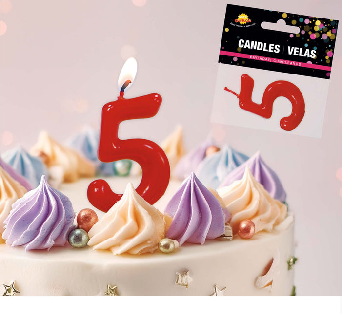 Rødt stearinlys 5 år 5,5 cm