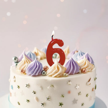 Rødt stearinlys 6 år 5,5 cm