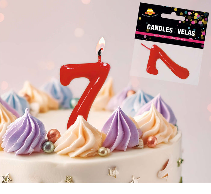 Rødt stearinlys 7 år 5,5 cm