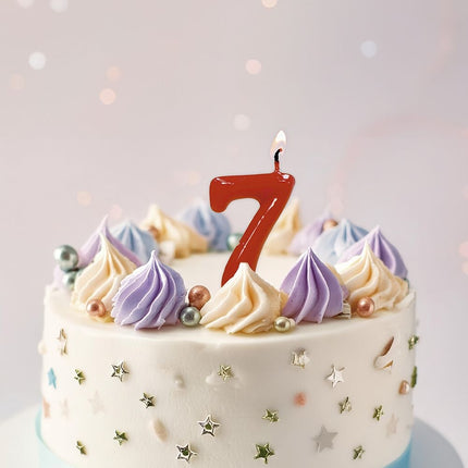 Rødt stearinlys 7 år 5,5 cm