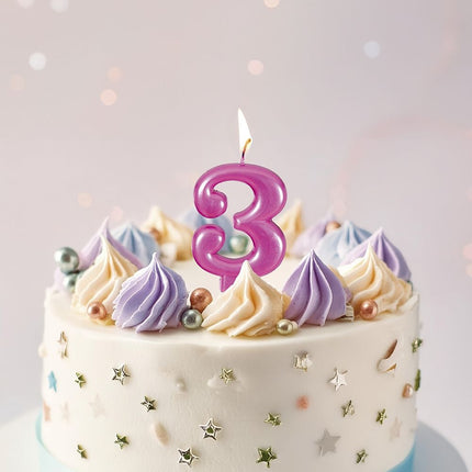 Lyserødt stearinlys 3 år Metallic 8cm