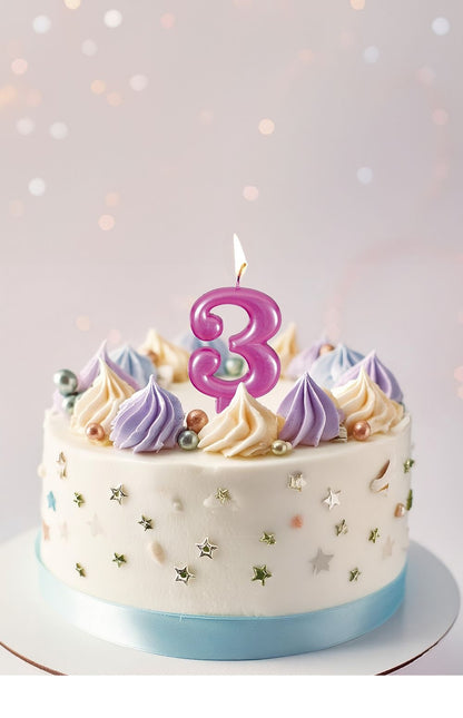 Lyserødt stearinlys 3 år Metallic 8cm