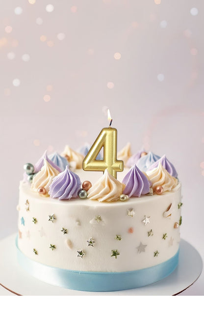 Guldlys 4 år metallisk 8 cm