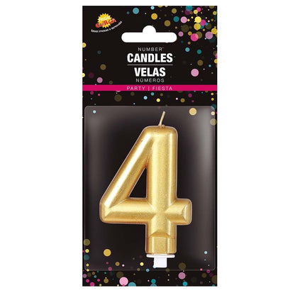 Guldlys 4 år metallisk 8 cm