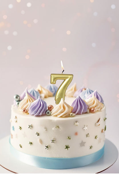 Guldlys 7 år metallisk 8 cm