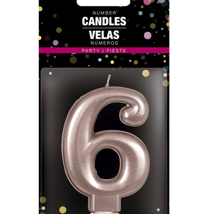 Rosaguld stearinlys 6 år 8 cm