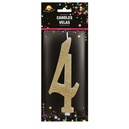 Golden Candle 4 Years Glitter 12,5 cm