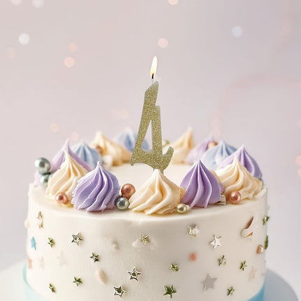 Golden Candle 4 Years Glitter 12,5 cm