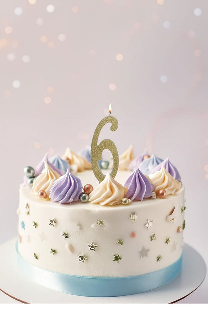 Gyldent stearinlys 6 år Glitter 12,5 cm