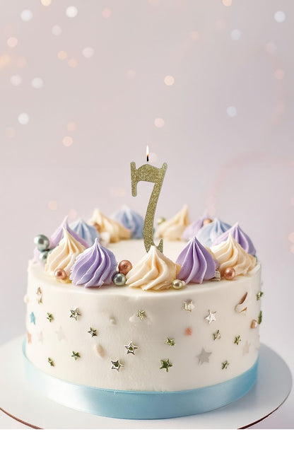 Gyldent stearinlys 7 år Glitter 12,5 cm