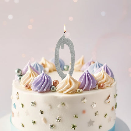 Sølvlys 0 år glitter 12,5 cm