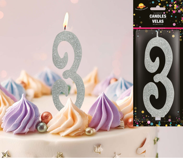 Sølvlys 3 år Glitter 12,5 cm