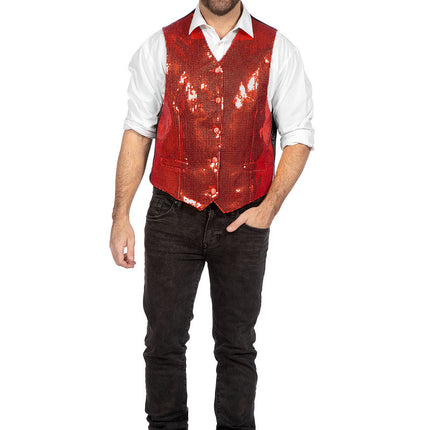 Rød vest til mænd med pailletter