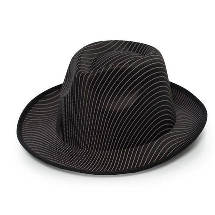 Gangsterhat Sort stribet satin