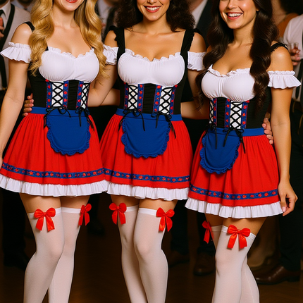 Rød dirndl-kjole til Oktoberfest, Anna