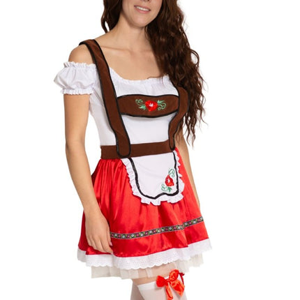 Rød dirndl-kjole til Oktoberfest, Fay