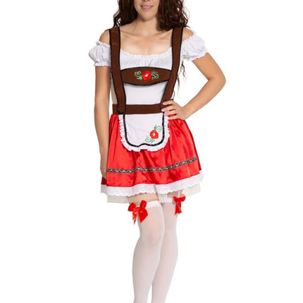 Rød dirndl-kjole til Oktoberfest, Fay