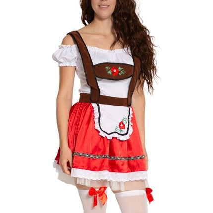 Rød dirndl-kjole til Oktoberfest, Fay